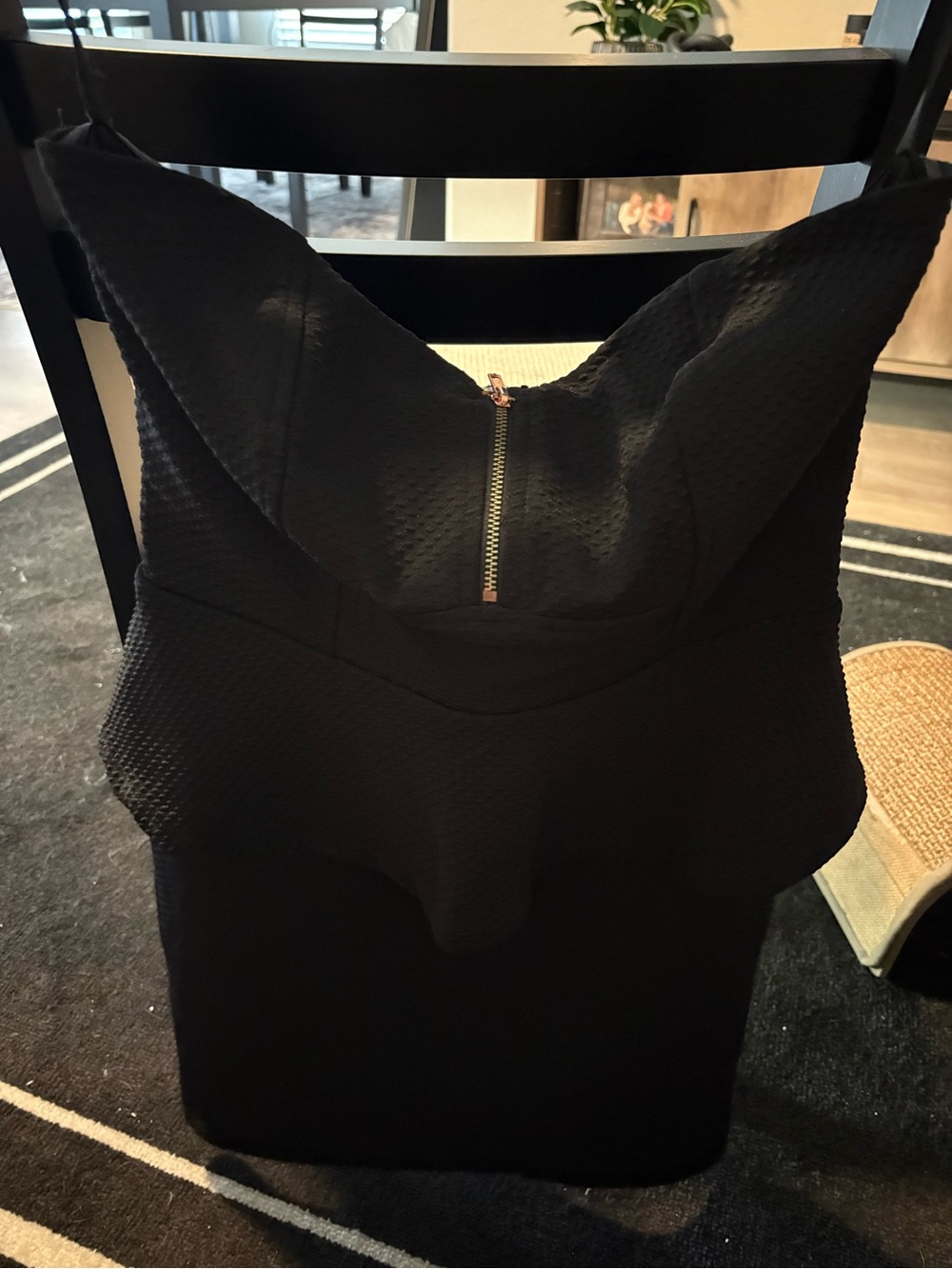 2B Bebe Strapless Black Textured Peplum Dress